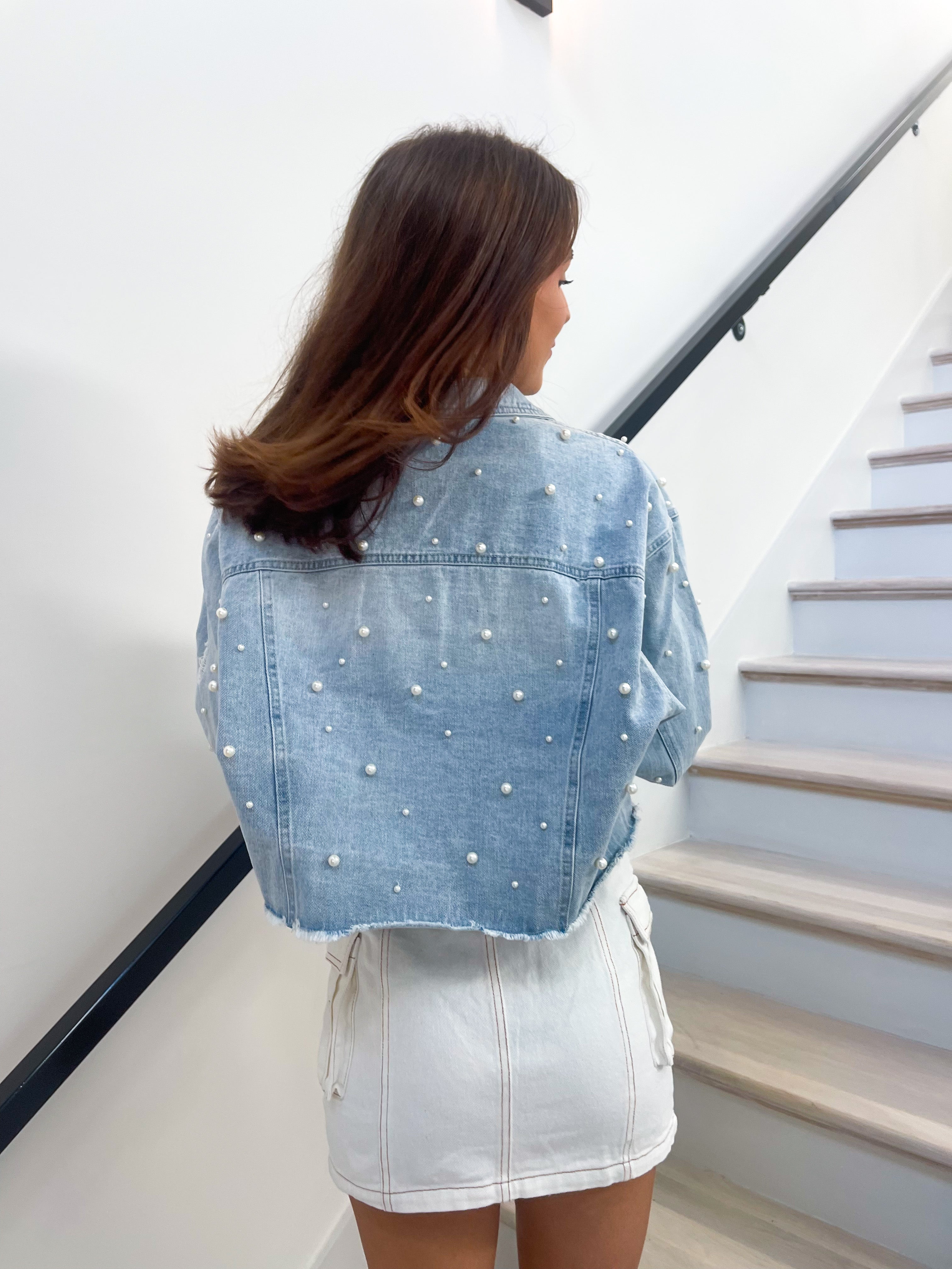 The Audrey - Pearl Detailed Denim Jacket