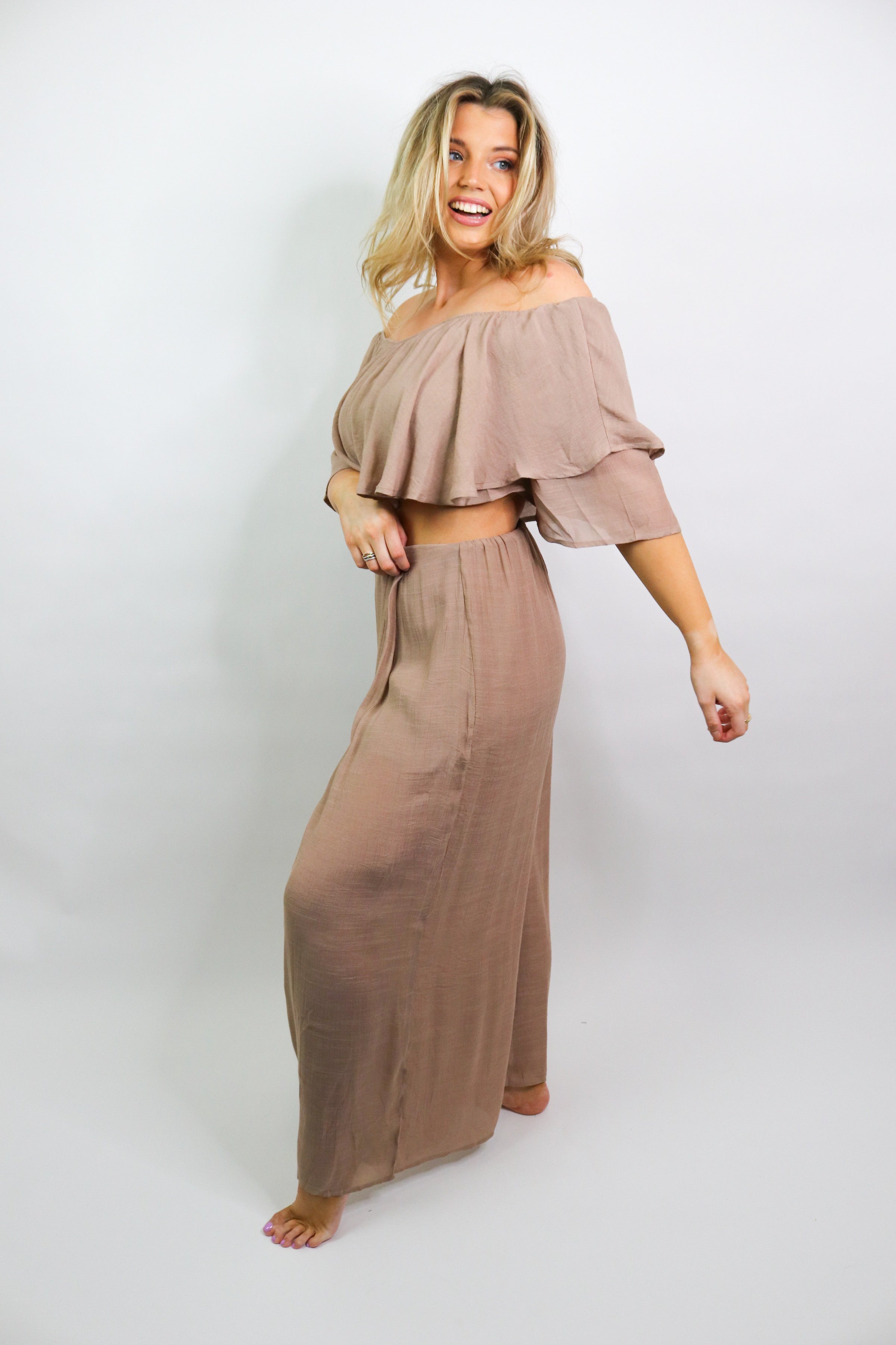 Sailing To Sunset - Taupe Two Piece Set