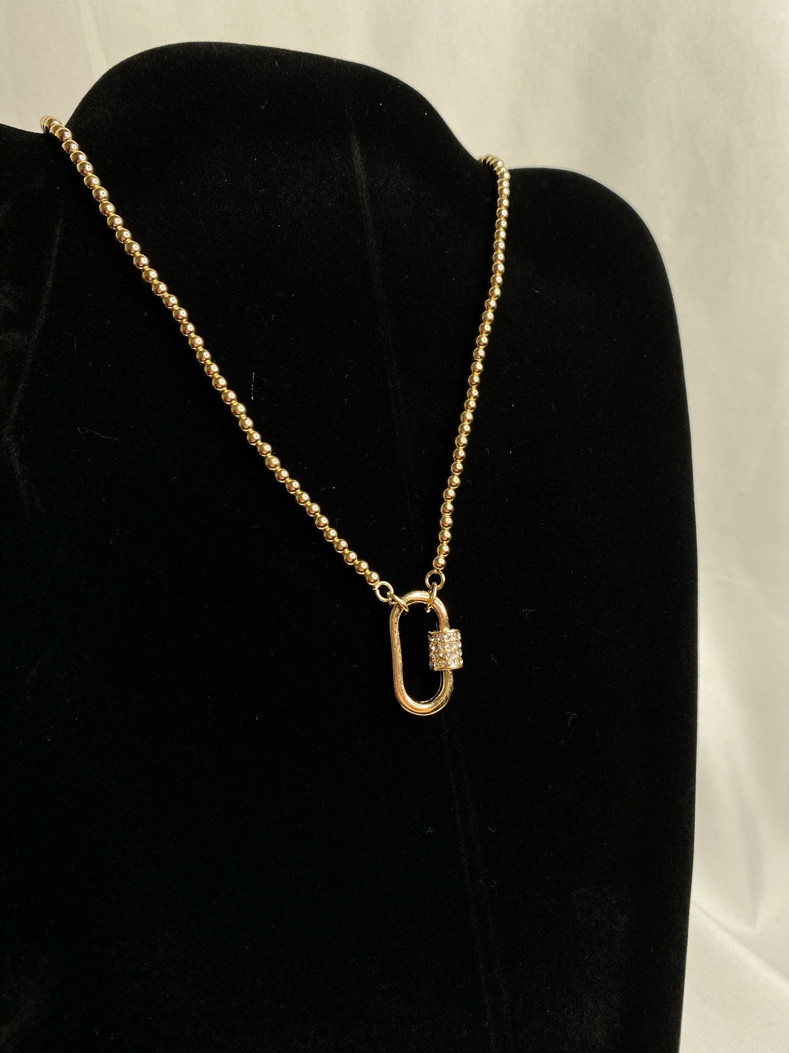 Crystal Oval Lock Necklace