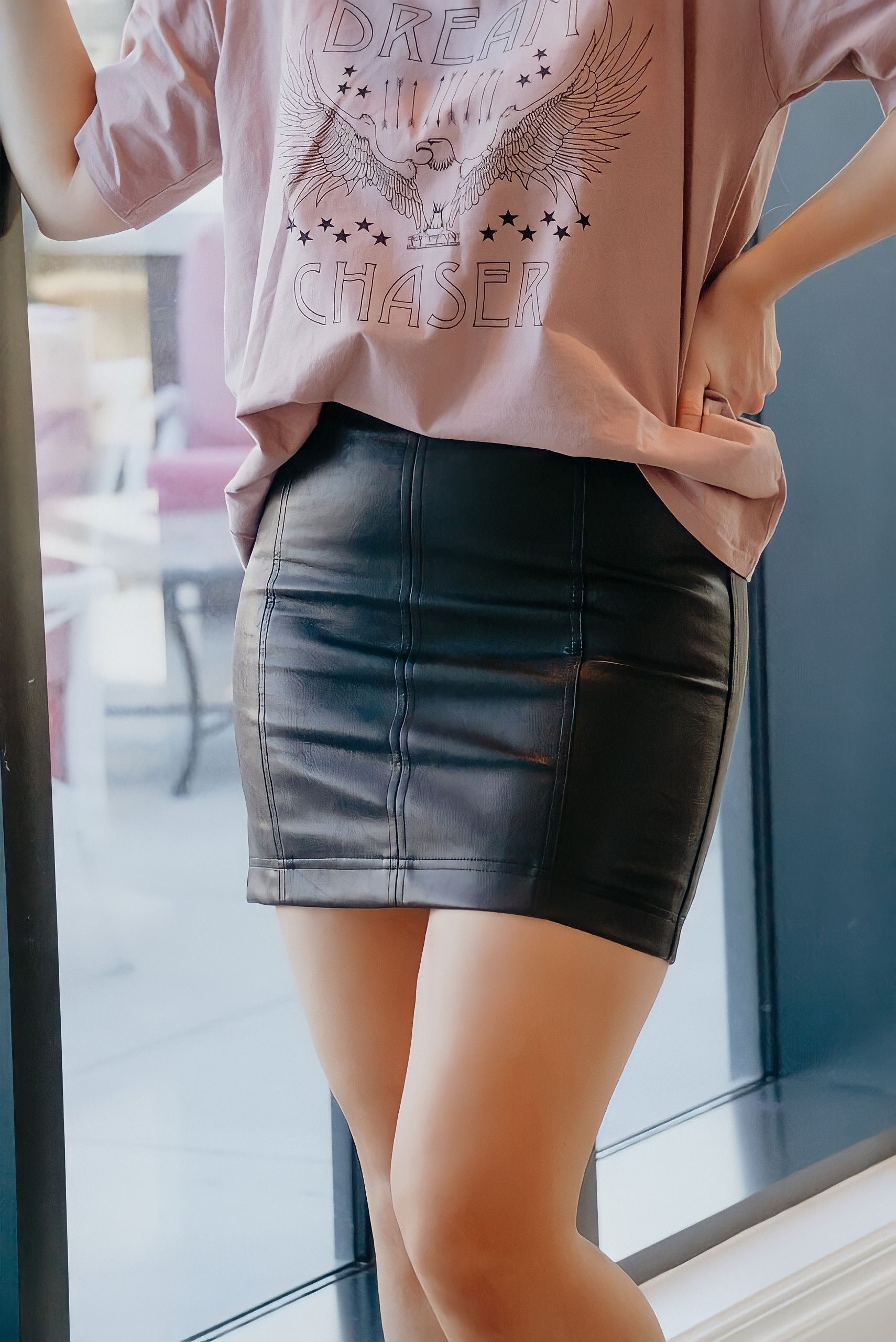 Total Babe Black Leather Skirt