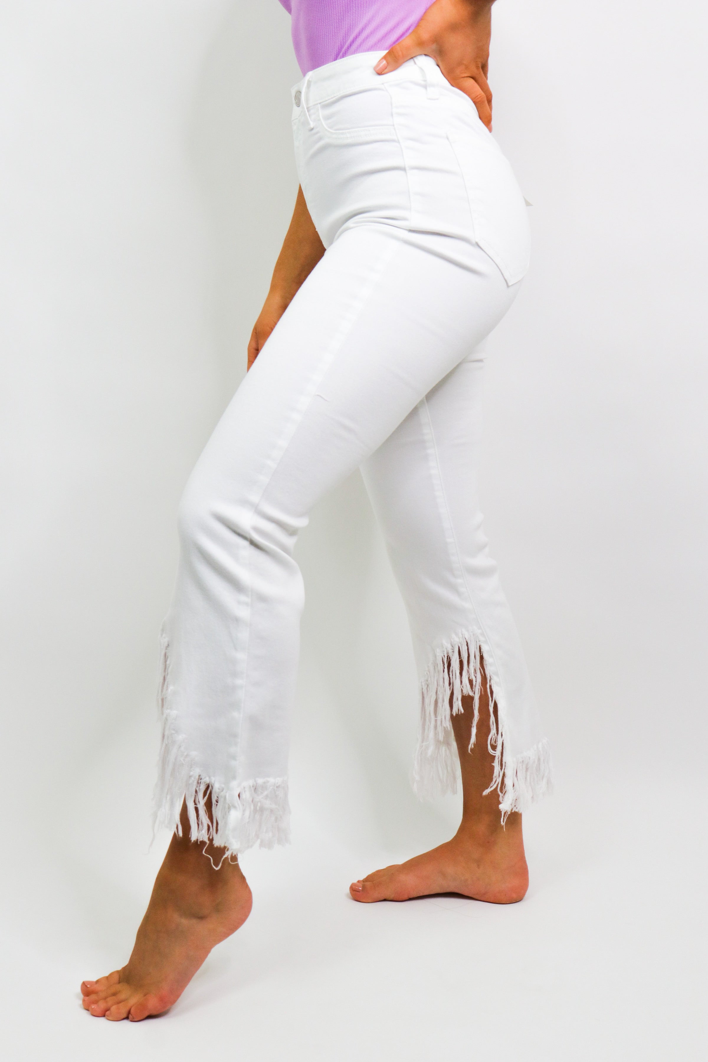 Wildest Dreams - White Fringe Jeans