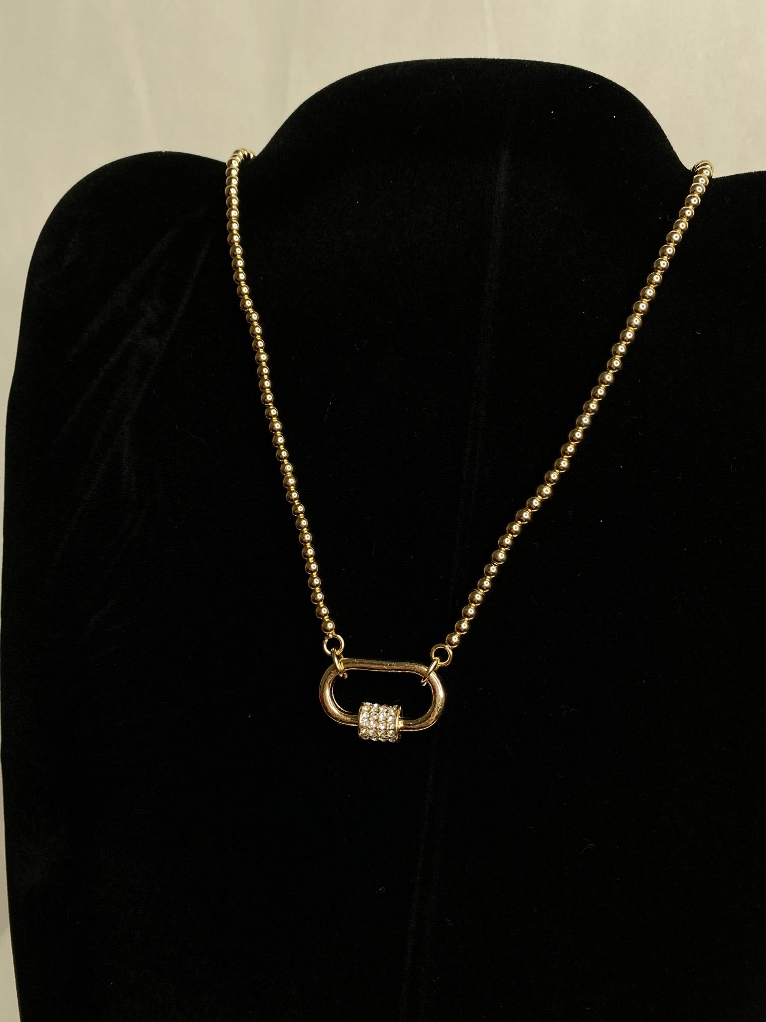 Crystal Oval Lock Necklace